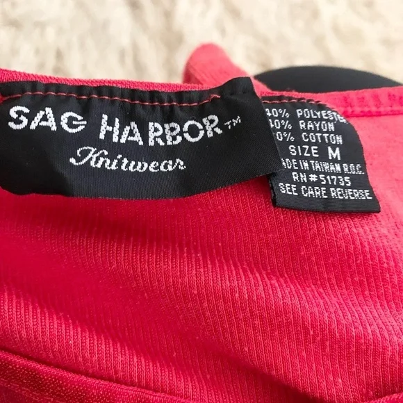 Sag Harbor | Red Short Sleeve Medium Shirt Top Vintage - Picture 7 of 8